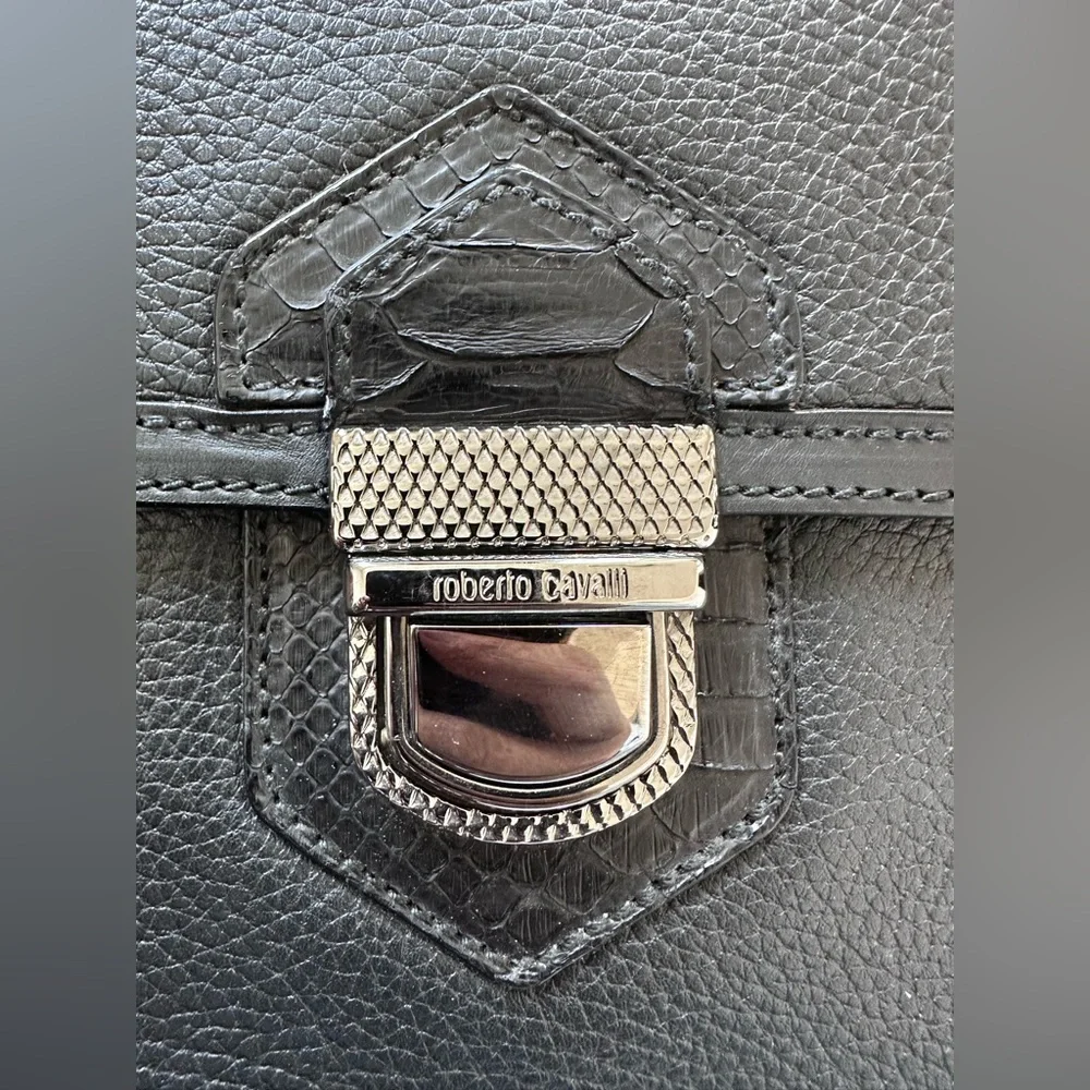 Roberto Cavalli Leather Organizer with Silver Clasp